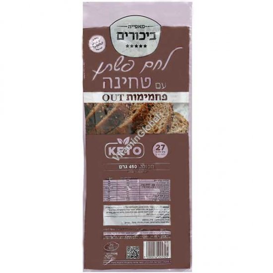 לחם פשתן עם טחינה - לחם דל פחמימות, עשיר בחלבון 450 גרם - ביכורים