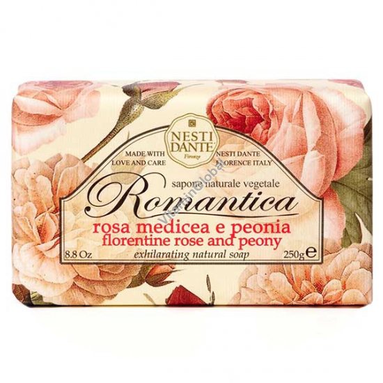 סבון טבעי רומנטיקה עם תמציות ורד ואדמונית 250 גרם - נסטי דנטה