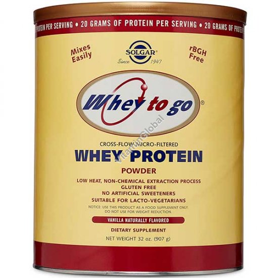 אבקת חלבון Whey to go בטעם וניל 907 גרם - סולגאר