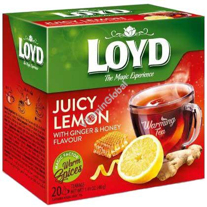 חליטת פירות עם לימון, ג\'ינגר ואבקת דבש 20 שקיות תה פירמידה - לויד