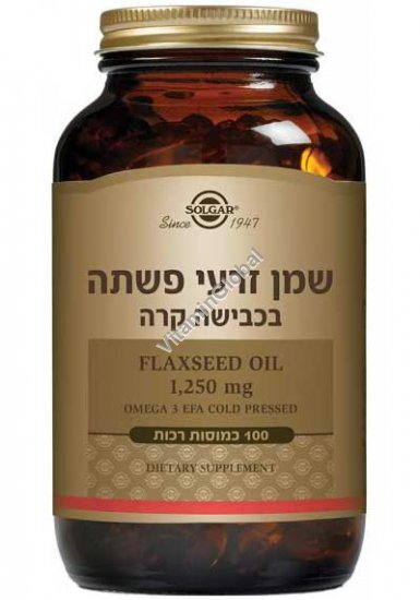 שמן זרעי פשתה 1250 מ"ג 100 כמוסות רכות - סולגאר