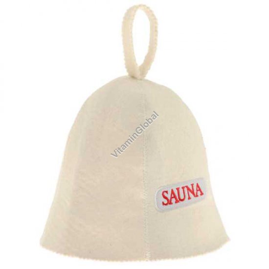 כובע צמר לסאונה עם כיתוב באנגלית "SAUNA"