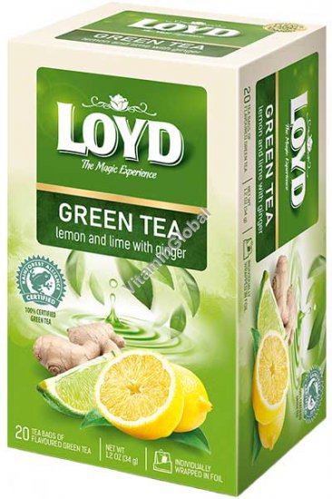 תה ירוק עם לימון, ליים וג\'ינג\'ר 20 שקיקים - לויד