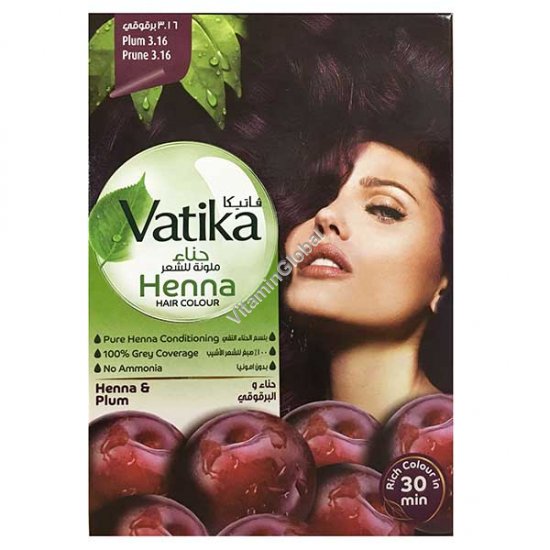 צבע לשיער על בסיס חינה, גוון שזיף 60 גרם (6 שק\' של 10 גרם כ"א) - וטיקה