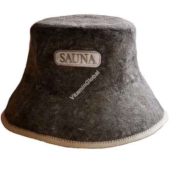 כובע לבד צמר אפור לסאונה עם רקמת "SAUNA"