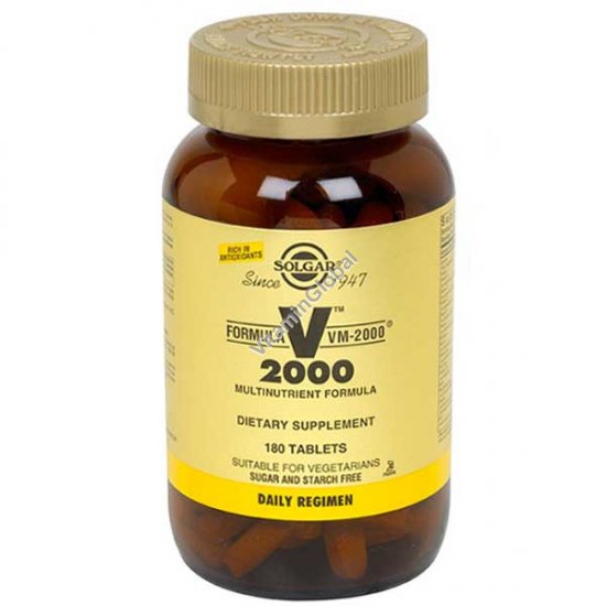 מולטי-ויטמין-מינרל VM-2000 בתוספת מזון מלא 180 טבליות - סולגאר