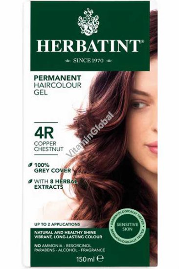 צבע שיער קבוע על בסיס צמחי, גוון נחושת ארמוני (4R) - הרבטינט