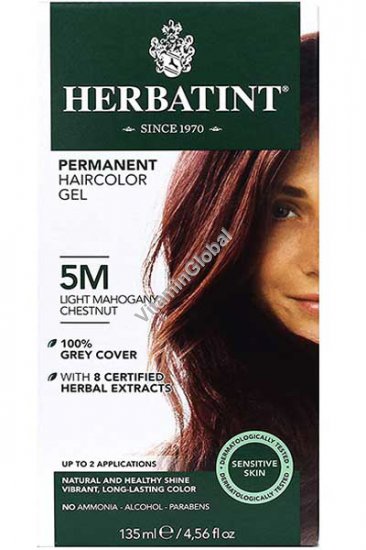 צבע שיער קבוע על בסיס צמחי, גוון מהגוני ערמוני בהיר 5M - הרבטינט