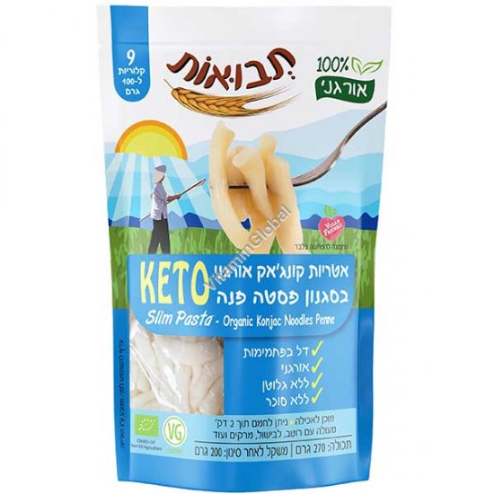 סלים נודלס - אטריות קונג\'אק אורגני בסגנון פסטה פנה, 200 גרם - תבואות