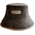כובע לבד צמר אפור לסאונה עם רקמת "SAUNA"